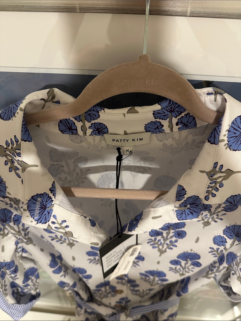 PATTY KIM Blue and White Floral Midi Shirt Dress - Picture 3 of 5